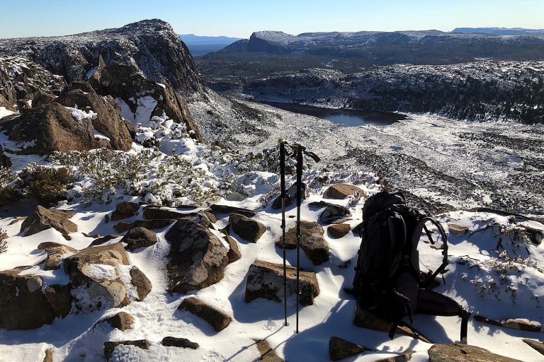 Walkers on a Tasmanian alpine track